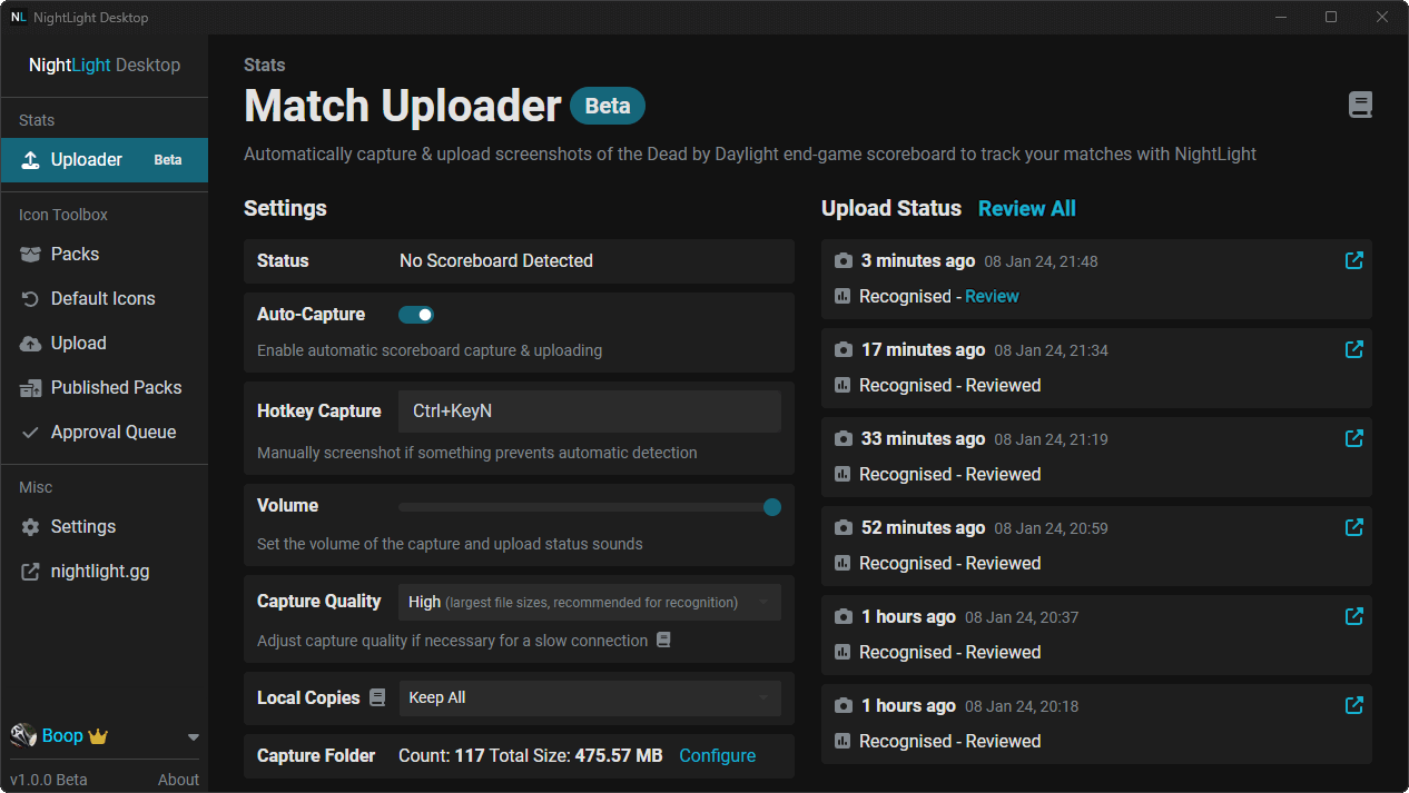 Match Uploader Interface