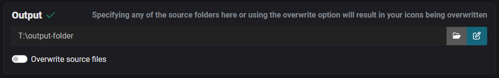 Output folder selection