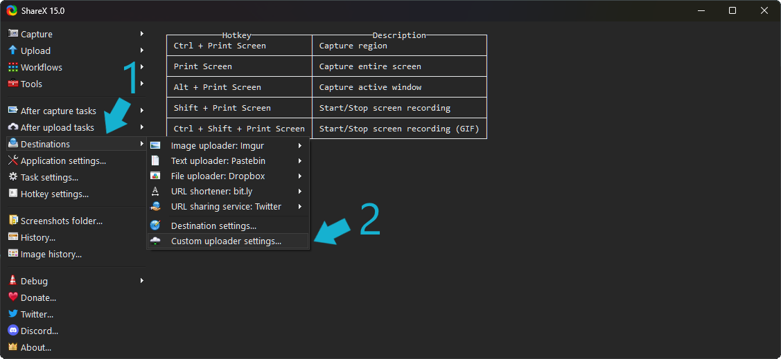 Custom Uploader Settings